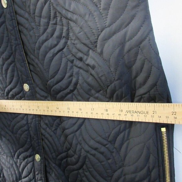 Anne Fontaine Genes Quilted Reversible Coat Women 40 Black Gold Long Luxury 1166 - Picture 16 of 16